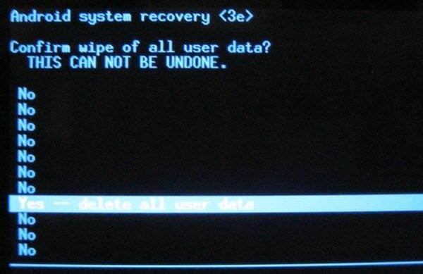 Android wipe data factory reset