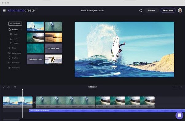 clipchamp-online video editor