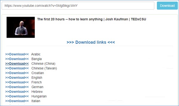 download youtube closed caption