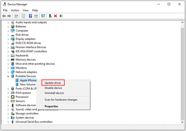 Using Device Manager to Fix iPhone Not Showing Up on PC.