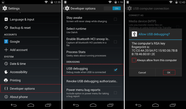 For Android 4.2 and above versions