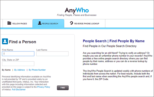 AnyWho reverse phone lookup tool helps you find the identity of the person associated with a number by using yellow pages.