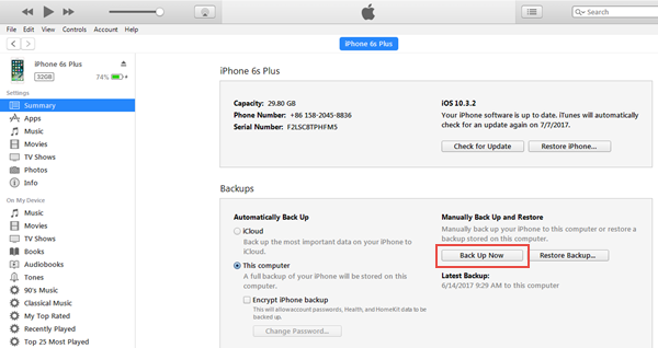 Backup iPhone Contacts with iTunes.
