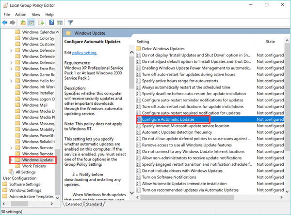 Disable Windows 10 Update with Group Policy Editor.