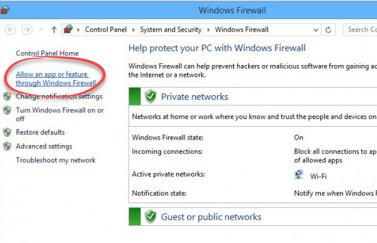 Configure Windows Firewall on PC