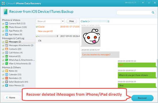 Directly Recover Deleted iMessages from iPhone
