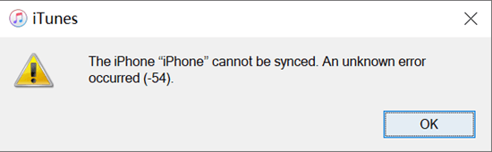 Fix iTunes Sync Error 54.