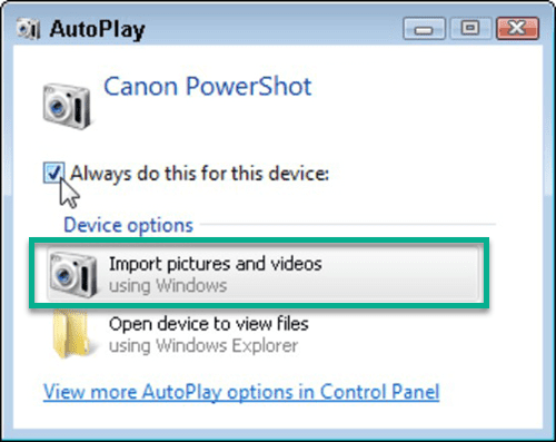 Import Pictures and Videos in Windows