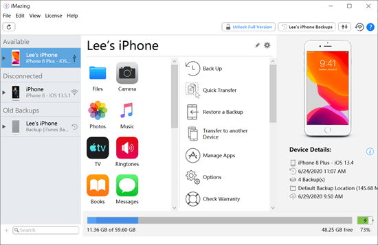 iMazing offers a handy way to back up your iPhone or iPad to the computer.