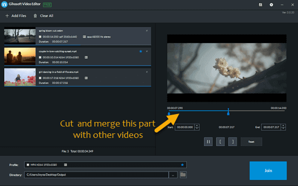 Gihosoft Free Video Joiner, is a completely free and simple to use video merger that can be used to merge video files into one.