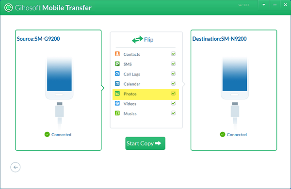 Transfer of files from phone to phone