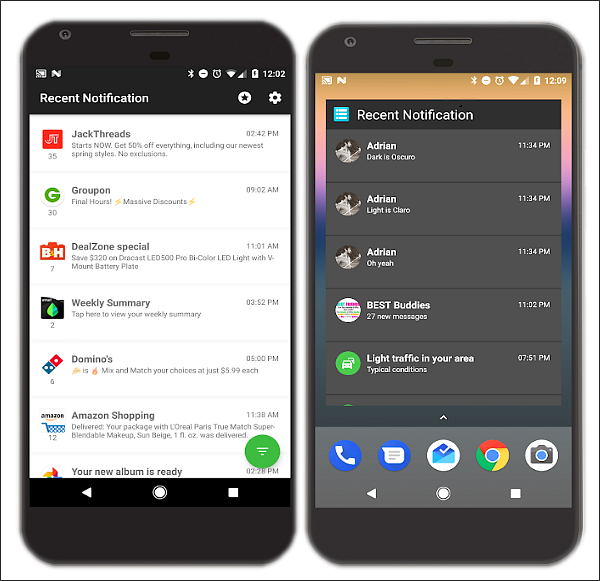 Using Recent Notification
