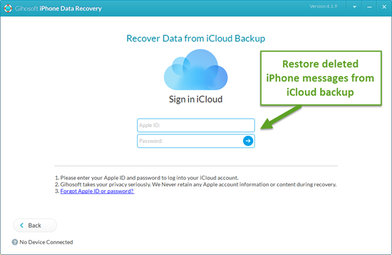 Retrieve Deleted Messages on iPhone from iCloud Backup