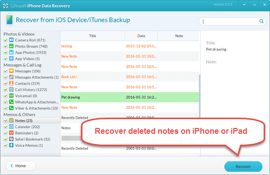 Retrieve Deleted Notes on iPhone without Backup