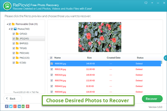 Preview and Retrieve Deleted Photos from External/Internal Hard Drive.