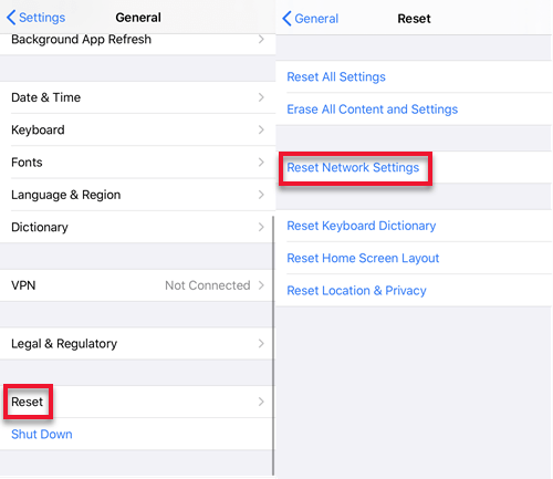 Reset the Network Settings