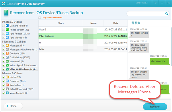 Retrieve Deleted Viber Messages on iPhone without Backup