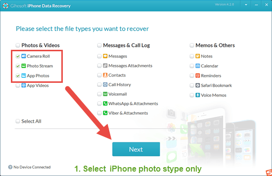 Download & launch iPhone photo recovery on your PC or Mac.