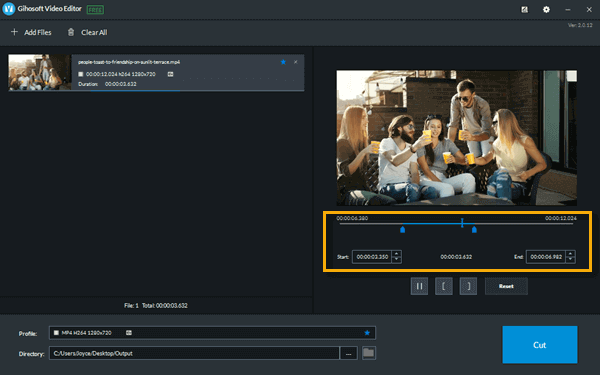 Here are the steps to quickly trim video on computer with this free video cutter