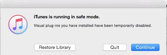 Start iTunes in Safe Mode