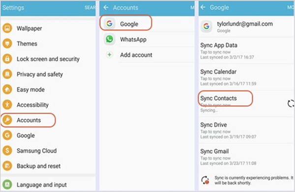 Sync Android Contacts with Gmail