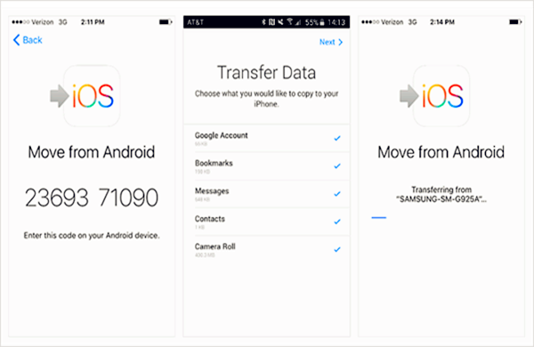 Transfer Data from Android to iPhone via Move to iOS