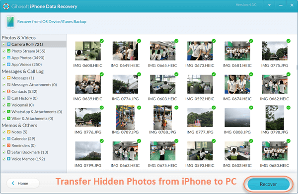 Transfer Deleted/Hidden Photos from iPhone to PC