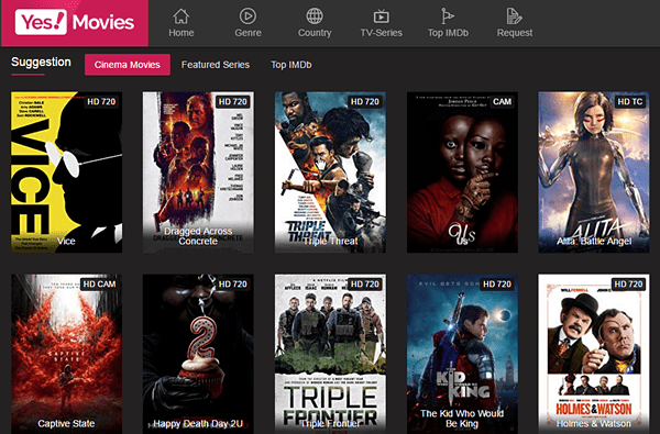 Yes Movies is a favorite among many free online movie streaming sites because it has very little adds.