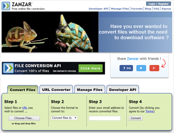 Zamzar is 2018 Top 5 Best Free Online Video Converter for PC/Mac